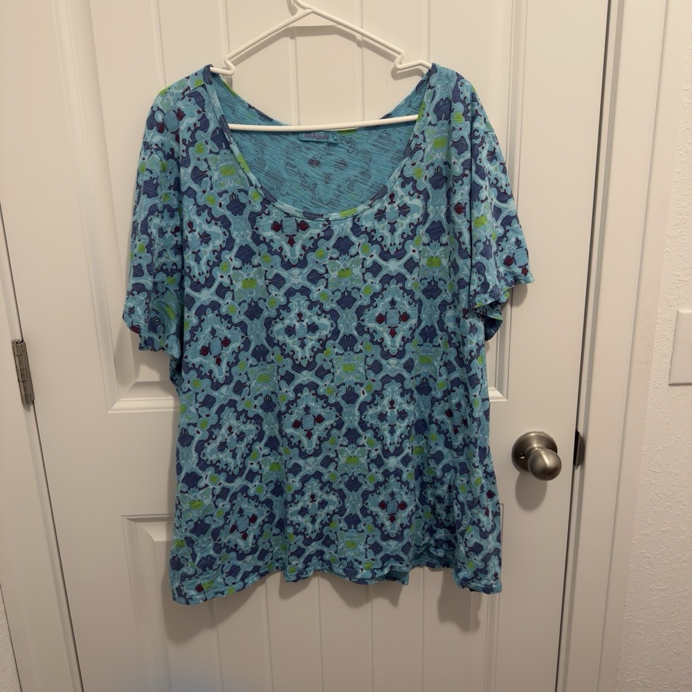 Fresh Produce Women's Bright Tortoise Design Top Size 3X